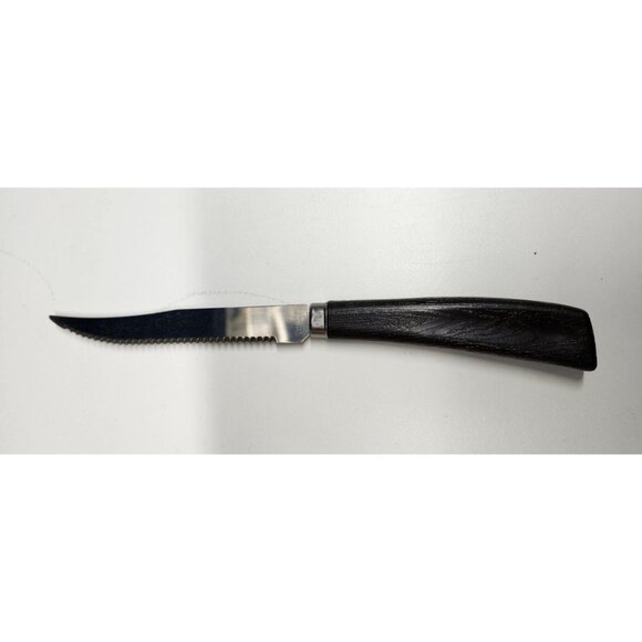 Vintage Quikut 8" Serrated Blade Steak Knife Faux Wood - Picture 2 of 5